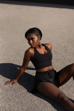 Criss Cross Sports Bra in Black