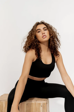 Criss Cross Sports Bra in Black