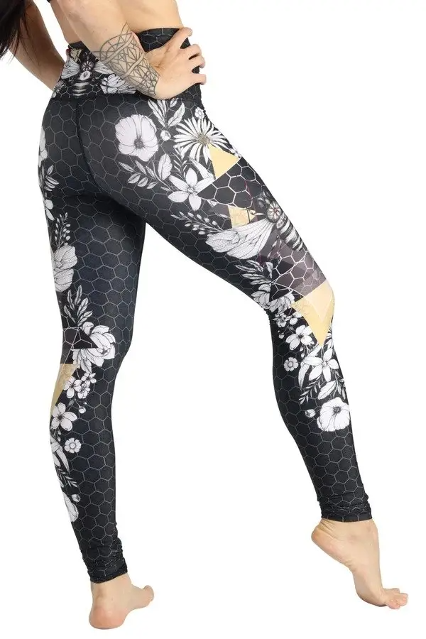 YOGA DEMOCRACY - Beeloved Blackout Printed Yoga Leggings -ONLY 1 LEFT!