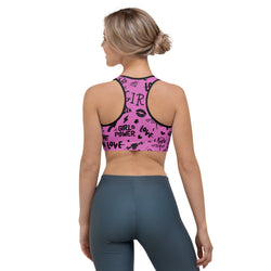 Printed Pink Sports Bra Back
