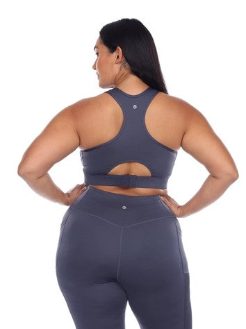 WHITE MARK - Be Blue Cut Out Racerback Sports Bra | Plus Size