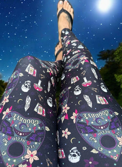 Tarot/Raven Skull Print Pocket Leggings