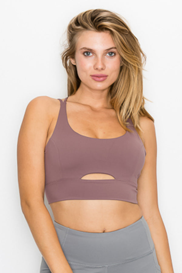 APRICOT ANDROMEDA - Cross Back Front Slit Sports Bra | Available in 4 Colors