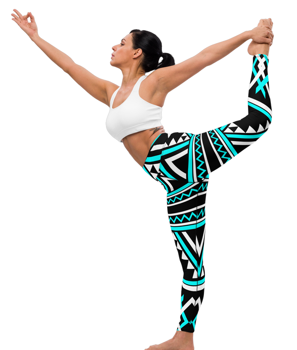 SHE REBEL - Blue Tribal Print Yoga Leggings