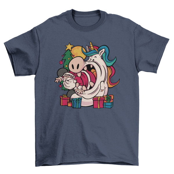 Unicorn Eating Santa Claus Tee | Available in 5 Colors