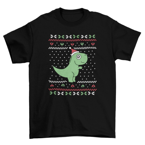 T-Rex Ugly Sweater Christmas Tee Design | Available in 5 Colors