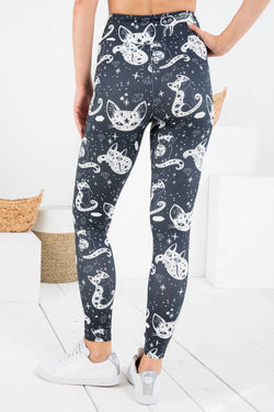 Cat With Crystal Print Leggings
