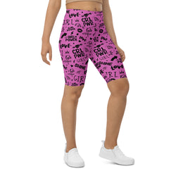 SHE REBEL - Pink Girl Power Biker Shorts