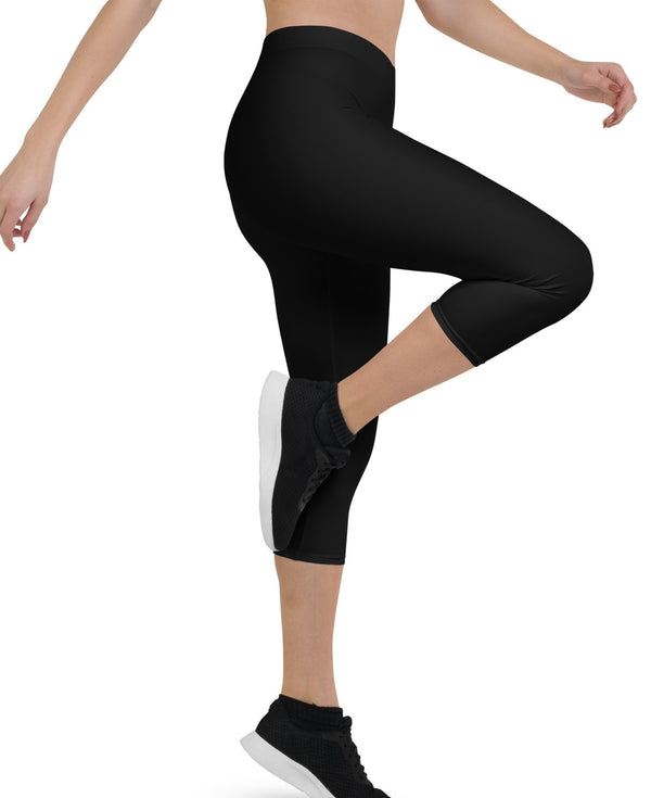 SHE REBEL - Basic Black Capri Leggings