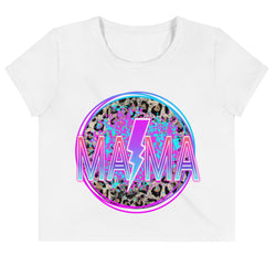 SHE REBEL - Neon MAMA Lightning Bolt Leopard Print Crop Top