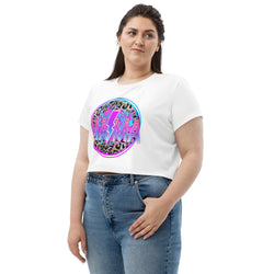 SHE REBEL - Neon MAMA Lightning Bolt Leopard Print Crop Top