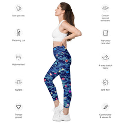 Fierce Blue Camo Leggings with Pockets | All Sizes