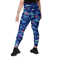Fierce Blue Camo Leggings with Pockets | All Sizes