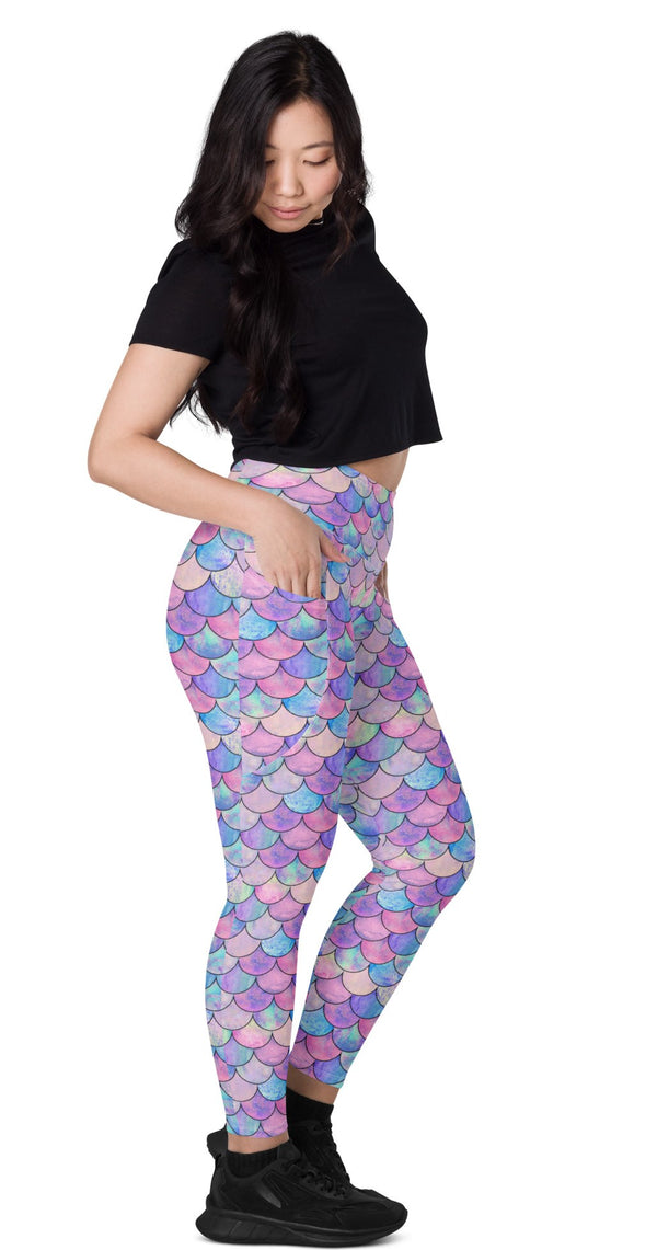 SHE REBEL - Pastel Mermaid Scale Leggings with Pockets | All Sizes