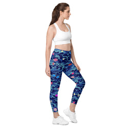 Fierce Blue Camo Leggings with Pockets | All Sizes
