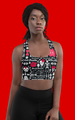 Dead Inside Skull & Roses Longline Sports Bra