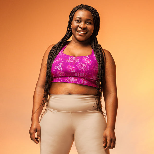 SHE REBEL - Empower Longline Sports Bra in Hot Pink
