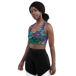 Multicolored Dragon Scale Longline Sports Bra