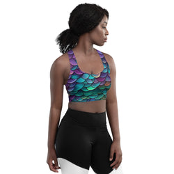 Multicolored Dragon Scale Longline Sports Bra