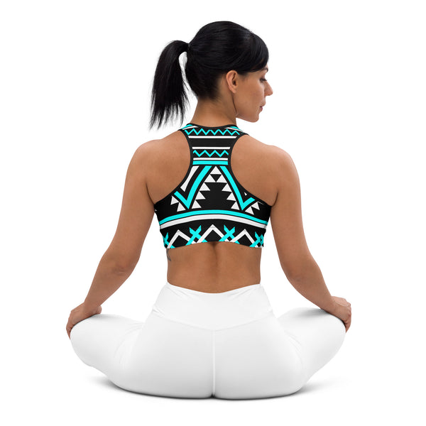 SHE REBEL - Blue Tribal Print Sports Bra