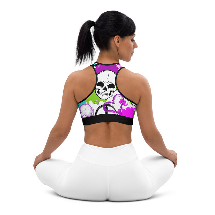 Skull Printed Yoga Bra Back