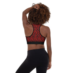 Red Leopard Print Heart Shaped Sports Bra