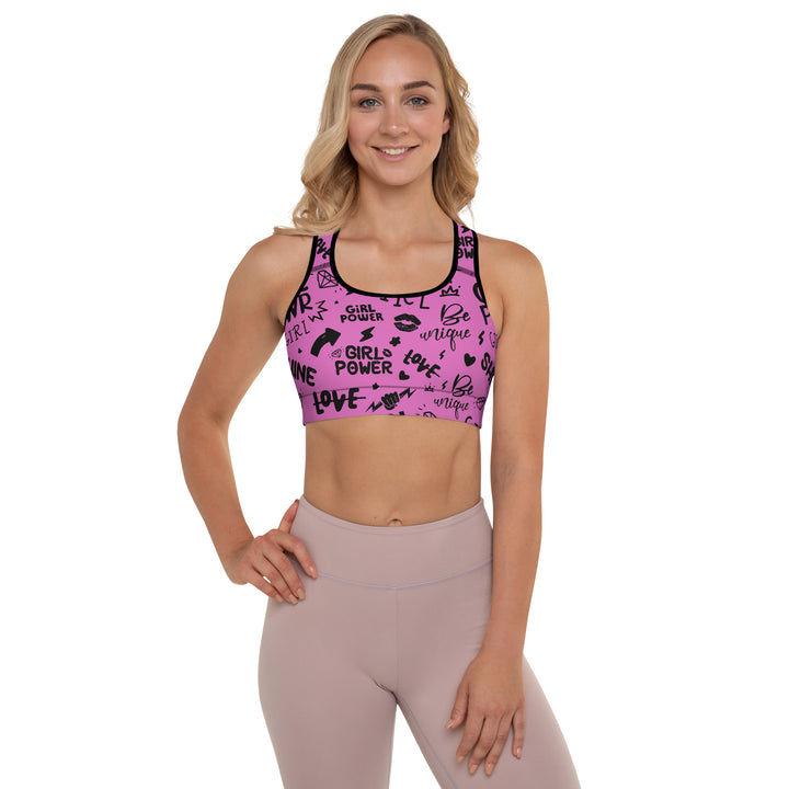 Printed Pink Sports Bra Front