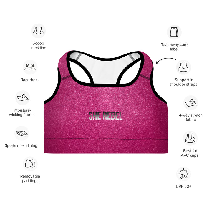 SHE REBEL - Shiny Barbie Hot Pink Sports Bra