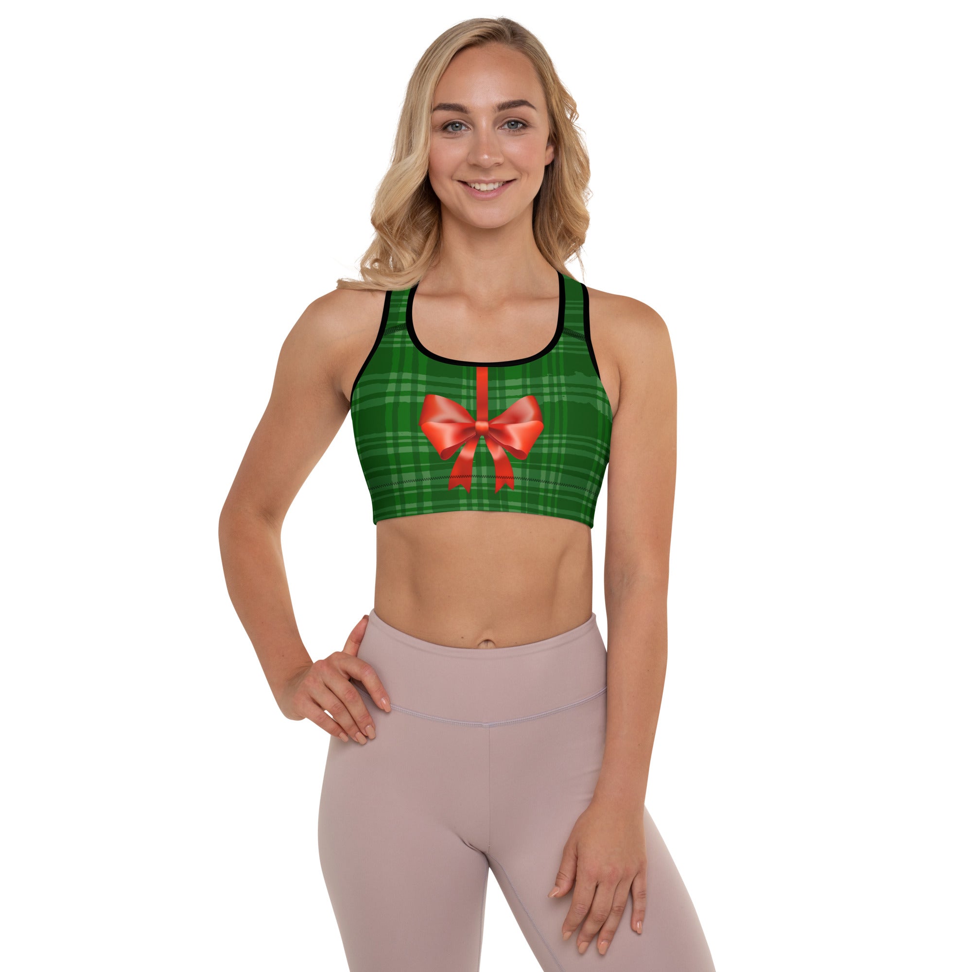 Hanging Christmas Bow Sports Bra