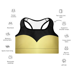 Black & Gold Shine Color Block Sports Bra