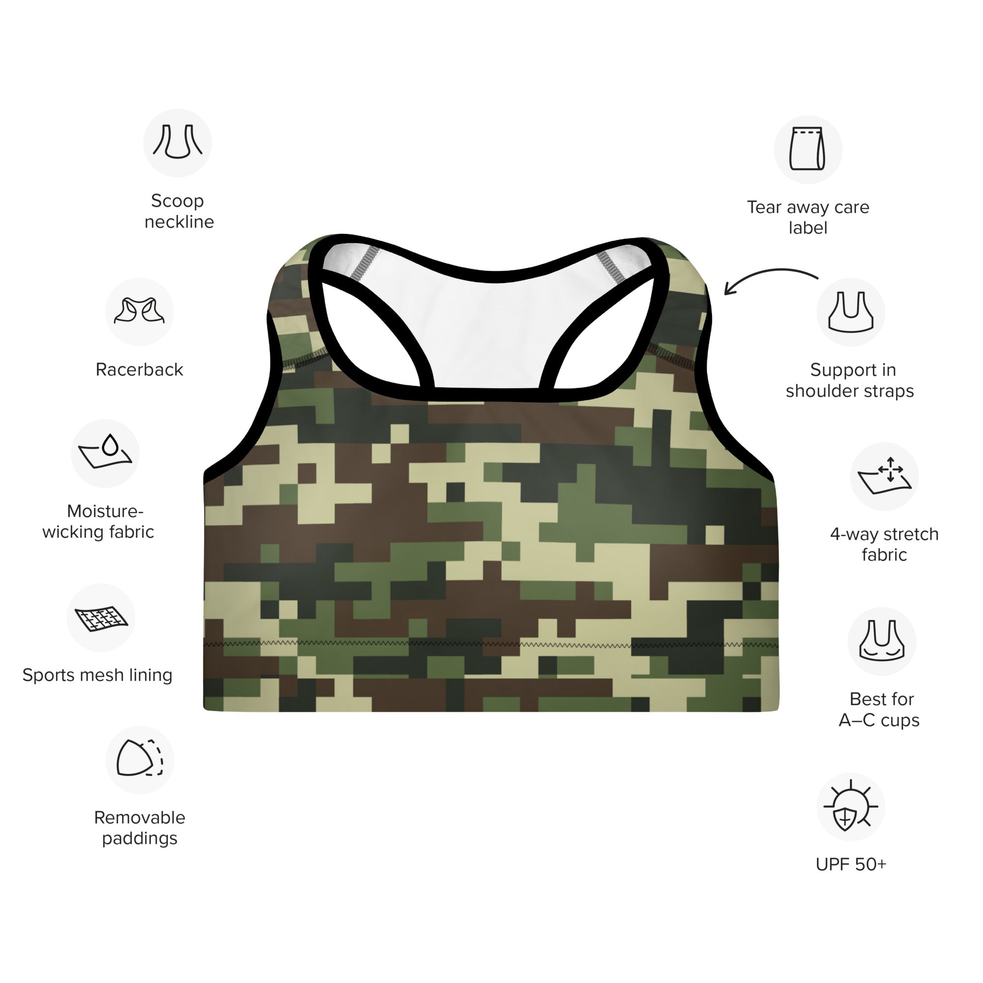 Digital Green Camo Sports Bra