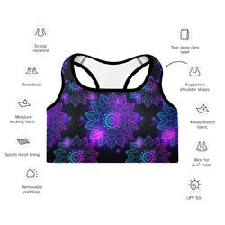 Neon Mandala Print Sports Bra