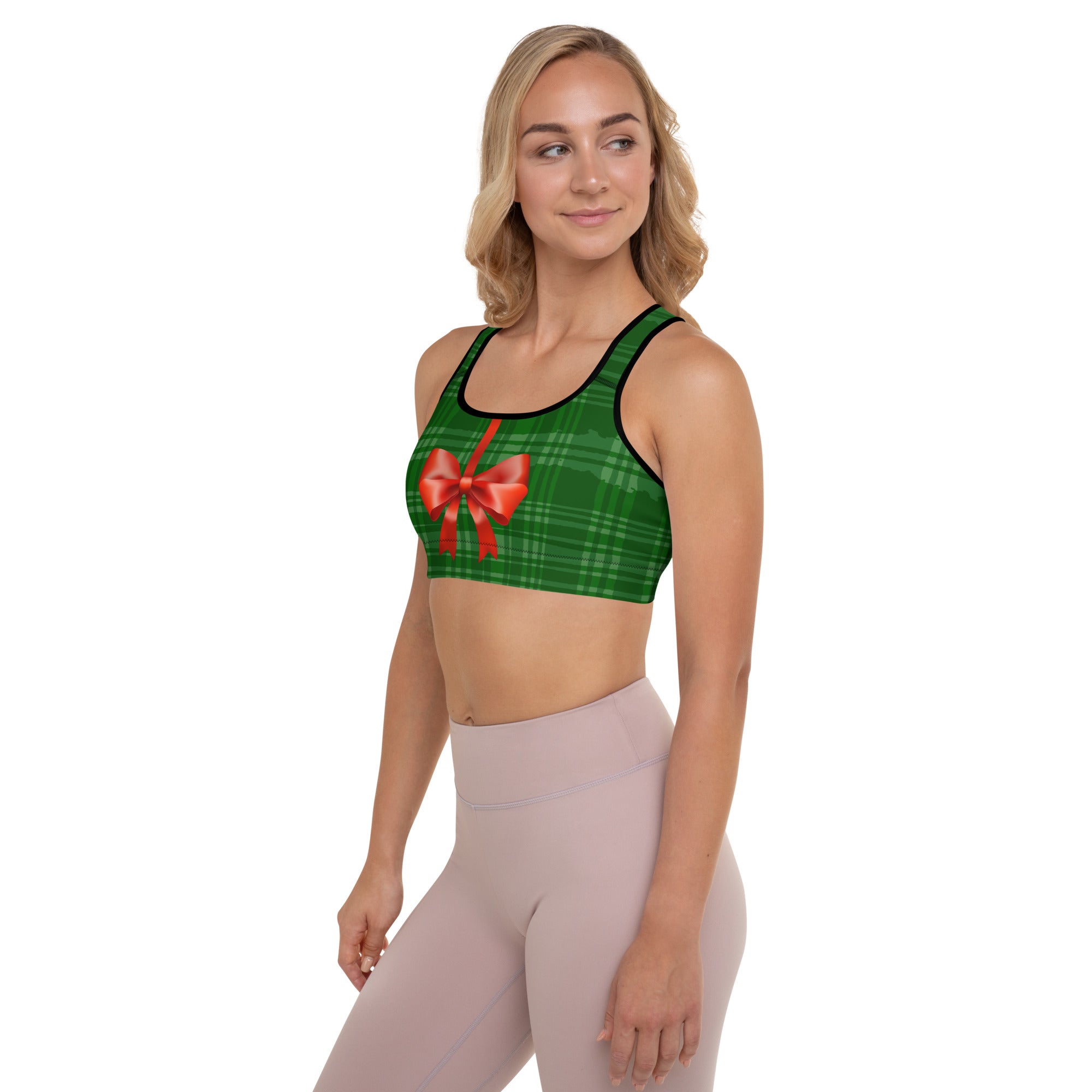 Hanging Christmas Bow Sports Bra