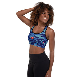 Fierce Blue Camo Print Sports Bra