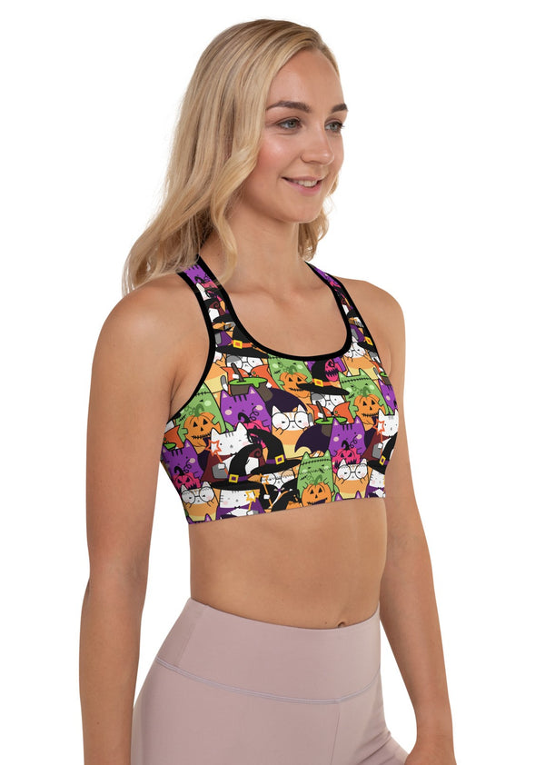 Cute Kitty Halloween Sports Bra