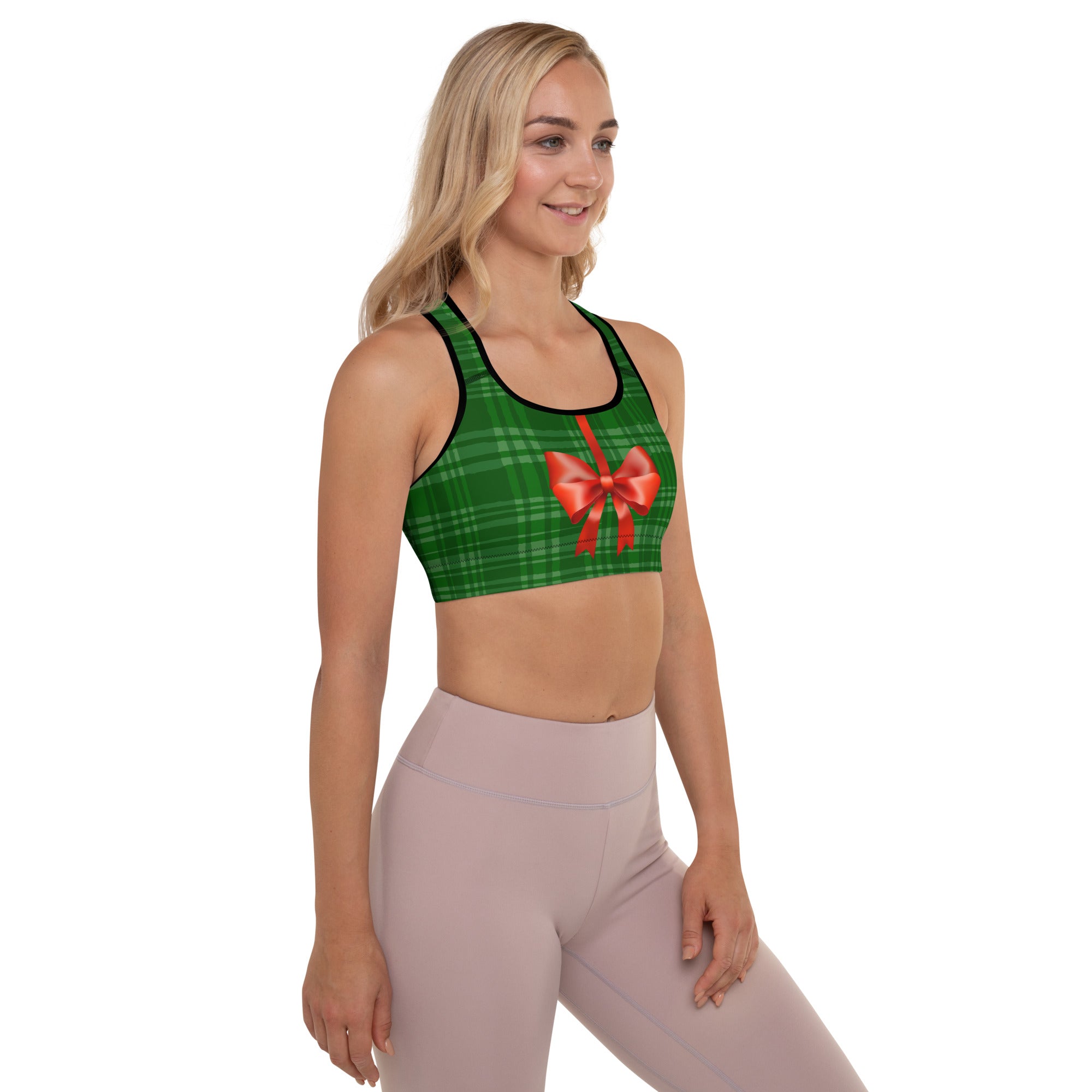 Hanging Christmas Bow Sports Bra