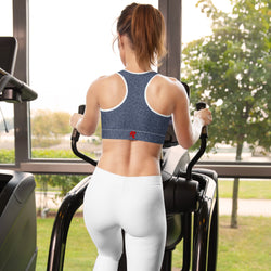 Blue Denim Rose Sports Bra
