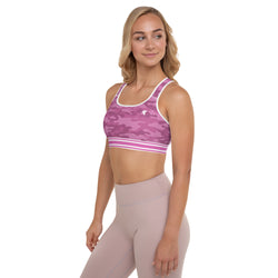 Pink Camo Print Sports Bra