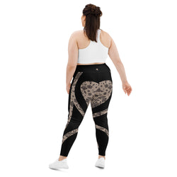 Floral Mesh Heart Shaped Print Leggings | Plus Size