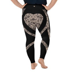 Floral Mesh Heart Shaped Print Leggings | Plus Size