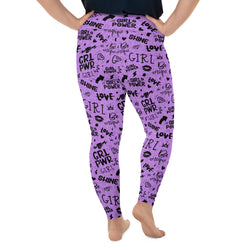 Girl Power Leggings in Purple with Shadow Leopard Print | Plus Size