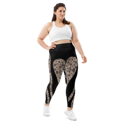 Floral Mesh Heart Shaped Print Leggings | Plus Size