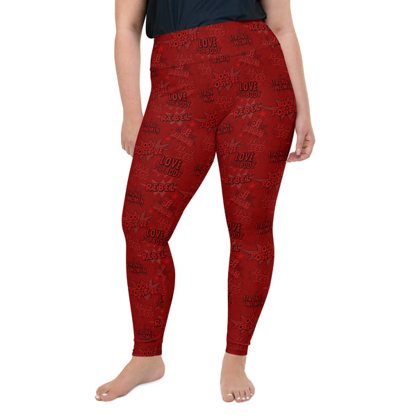 SHE REBEL - Empower Leggings in Crimson Red | Plus Size