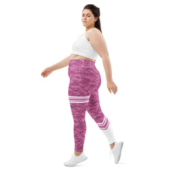 Pink Camo Leggings with Stripe - Plus Size