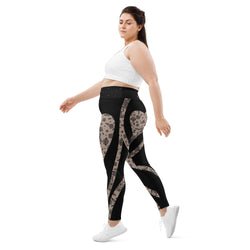 Floral Mesh Heart Shaped Print Leggings | Plus Size