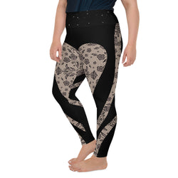 Floral Mesh Heart Shaped Print Leggings | Plus Size