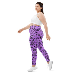 Girl Power Leggings in Purple with Shadow Leopard Print | Plus Size
