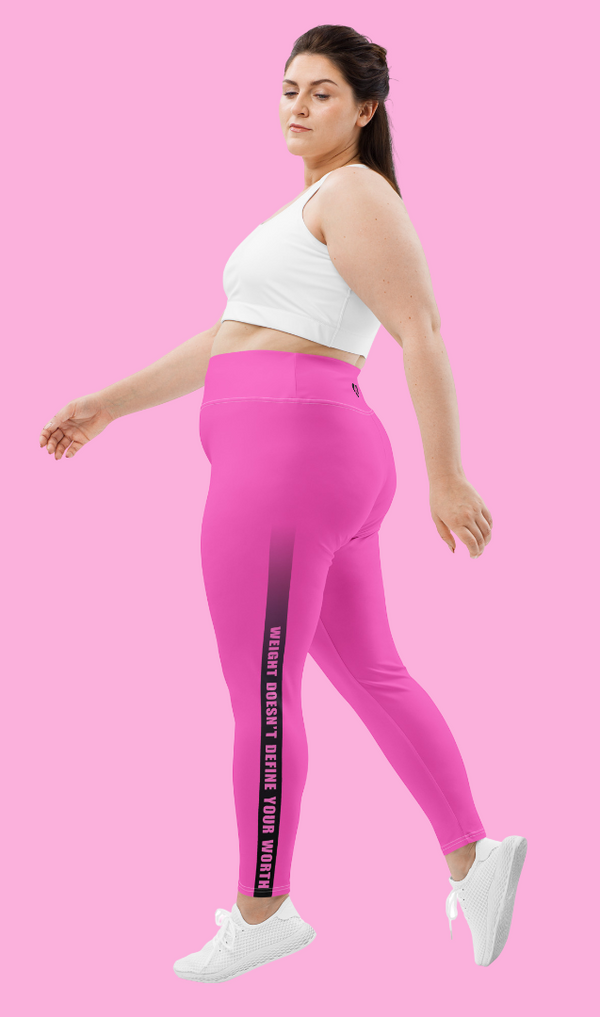 Jaime's "Weight Doesn't Define Your Worth" Hot Pink Leggings | Plus Size