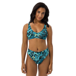 Blue Camo Recycled High Waist Bikini