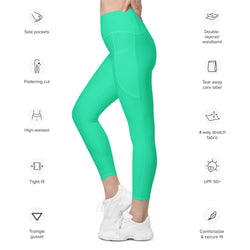 Leggings with Pockets in Sea Green